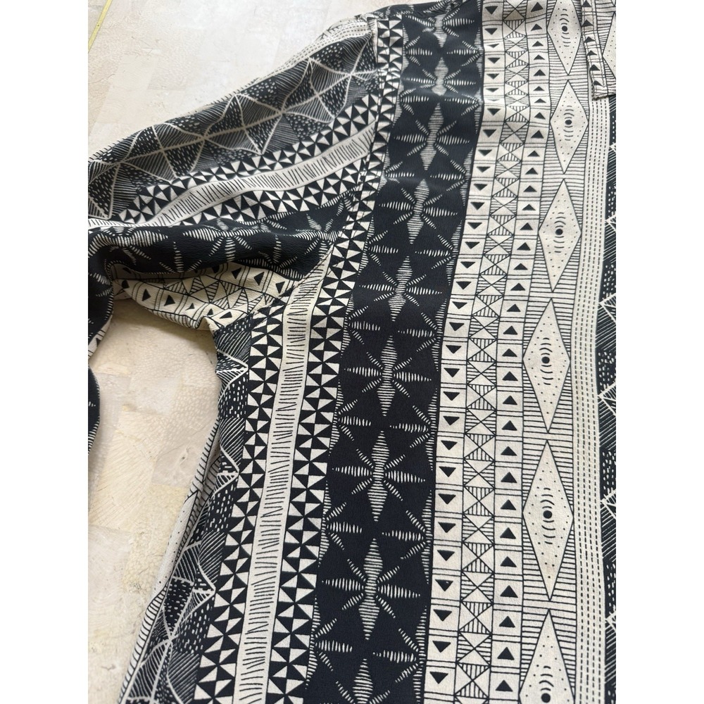 Vintage Galliano Italy Geometric Silk Long Sleeve Button-Up Shirt Abstract Large - Picture 5 of 11